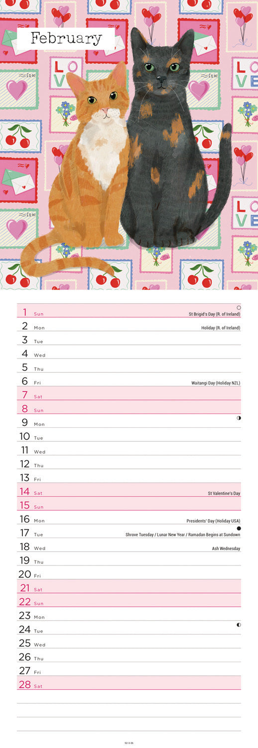 Cats slim calendar 2026