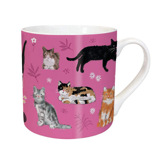 Cat & floral pattern mug