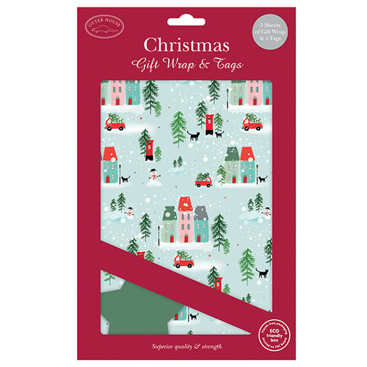 Christmas village wrap and tags