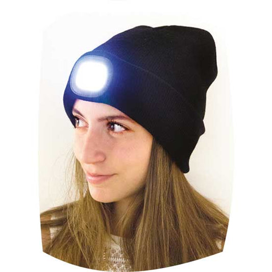 Light up beanie hat - black