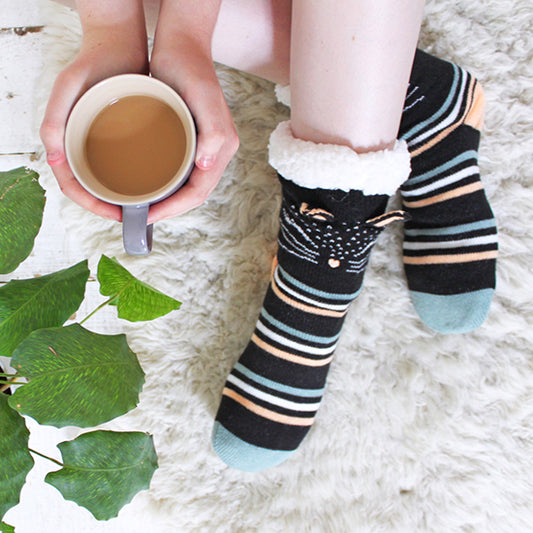 Feline slipper socks