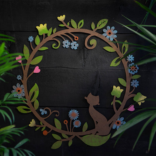 Floral cat decorative wreath