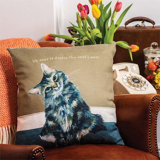 Tabby cat cushion