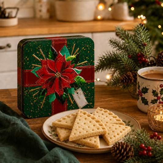 Poinsettia shortbread tin