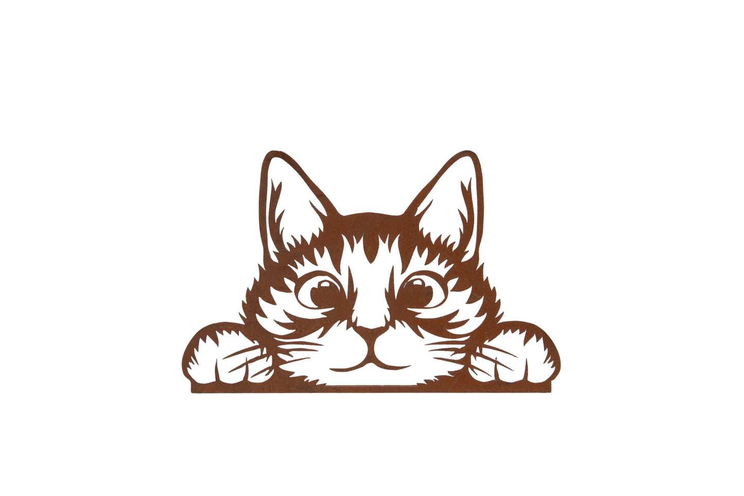 Peeking cat garden decoration - front view