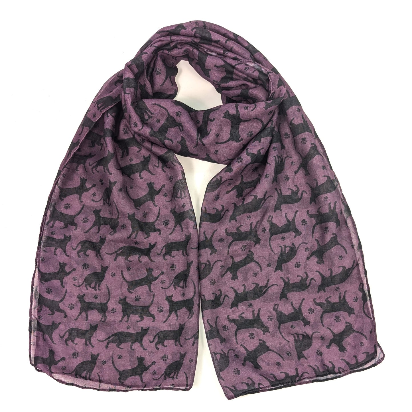 Cats and paws scarf - purple