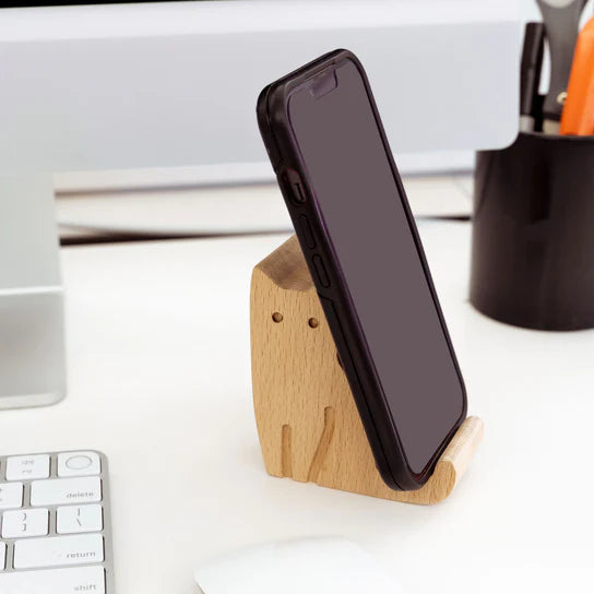 Cat wooden phone stand