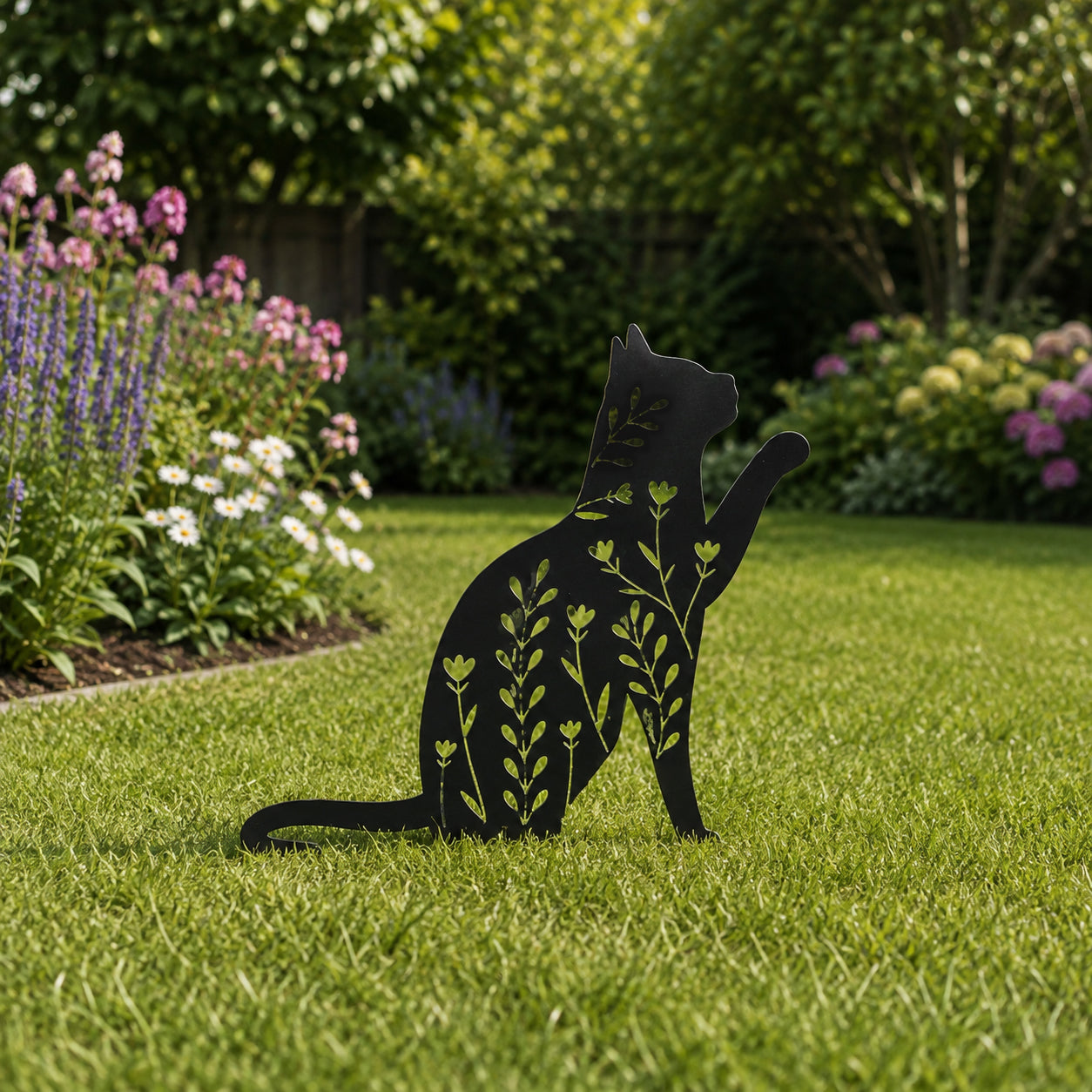 Black cat on stake decoration