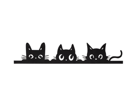 Black cat trio fence decoration