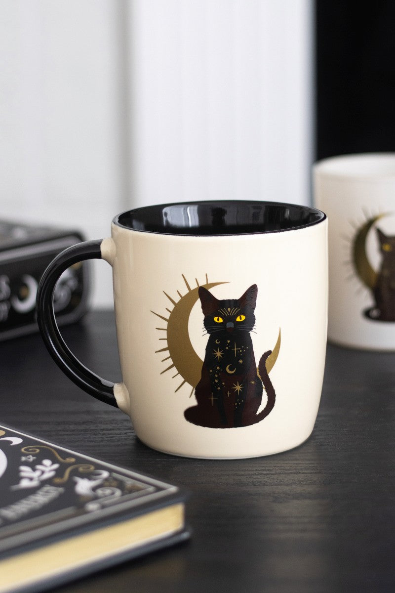 Black cat and moon mug