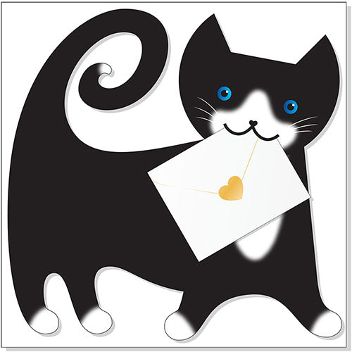 3D card - black and white cat