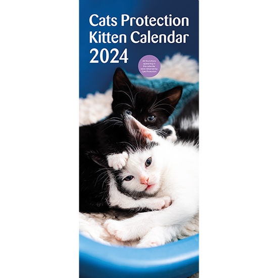 Cats Protection kittens slim calendar 2024
