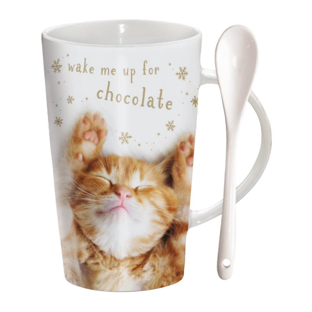 Wake me up hot chocolate mug (cat)