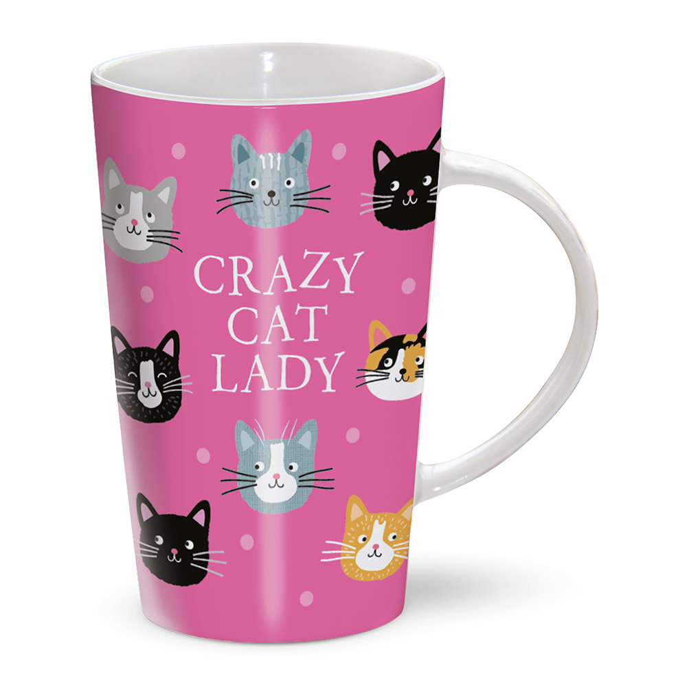 Crazy cat lady pink latte mug