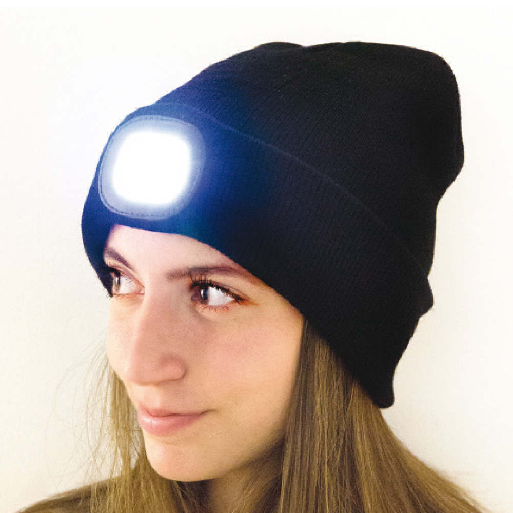 Light up beanie hat black