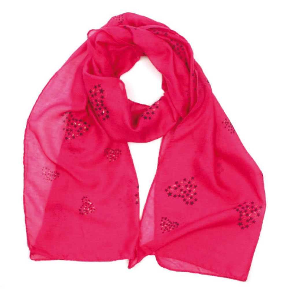 Pink sparkle heart scarf
