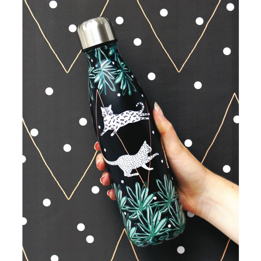 Cat design water bottle deals