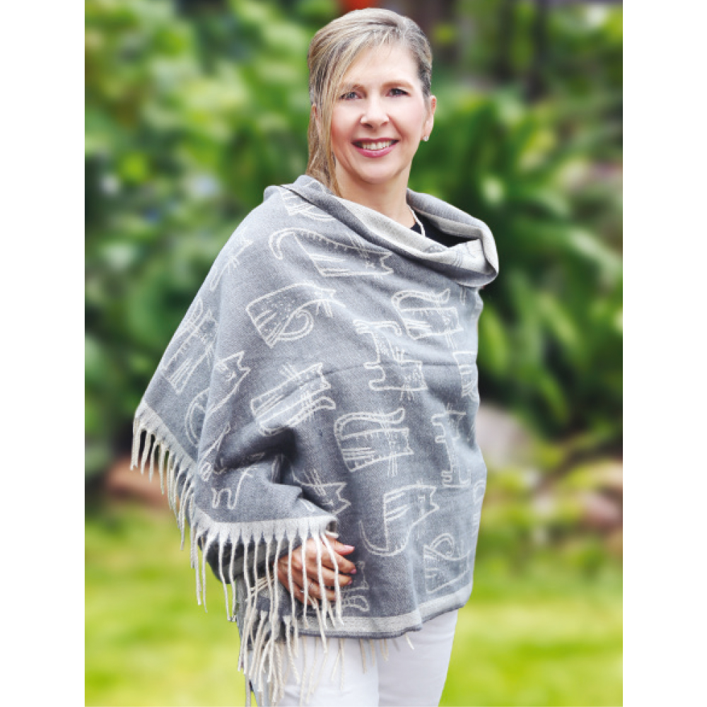 Cats pashmina style scarf - grey