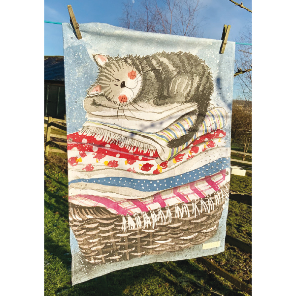 Alex clark cat tea towel