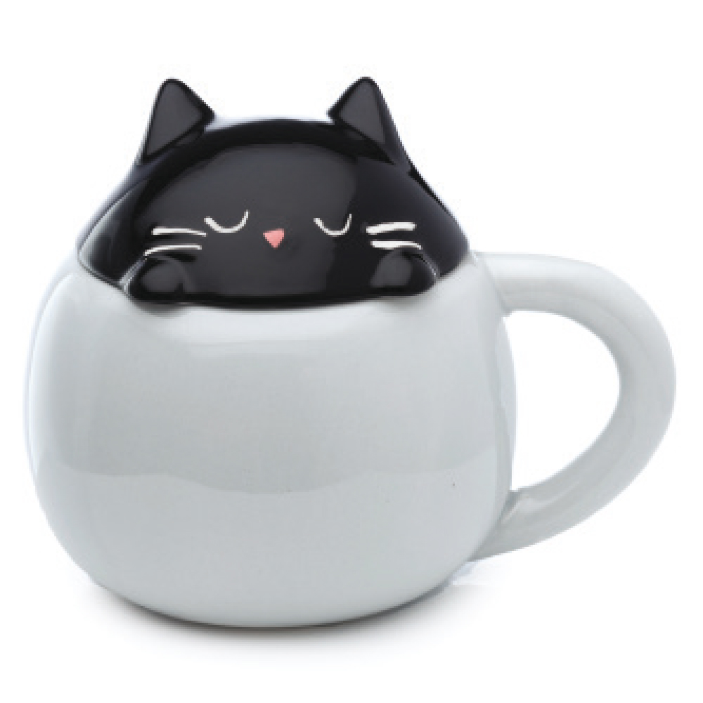 Peek a boo black cat mug