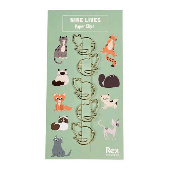Nine lives paper clips (set of five)