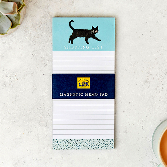 Cats Protection magnetic memo pad - black cat walking
