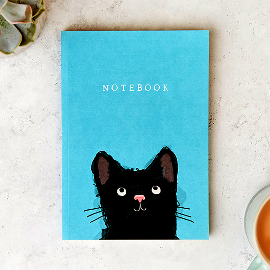 Cats Protection peeping black cat a5 notebook