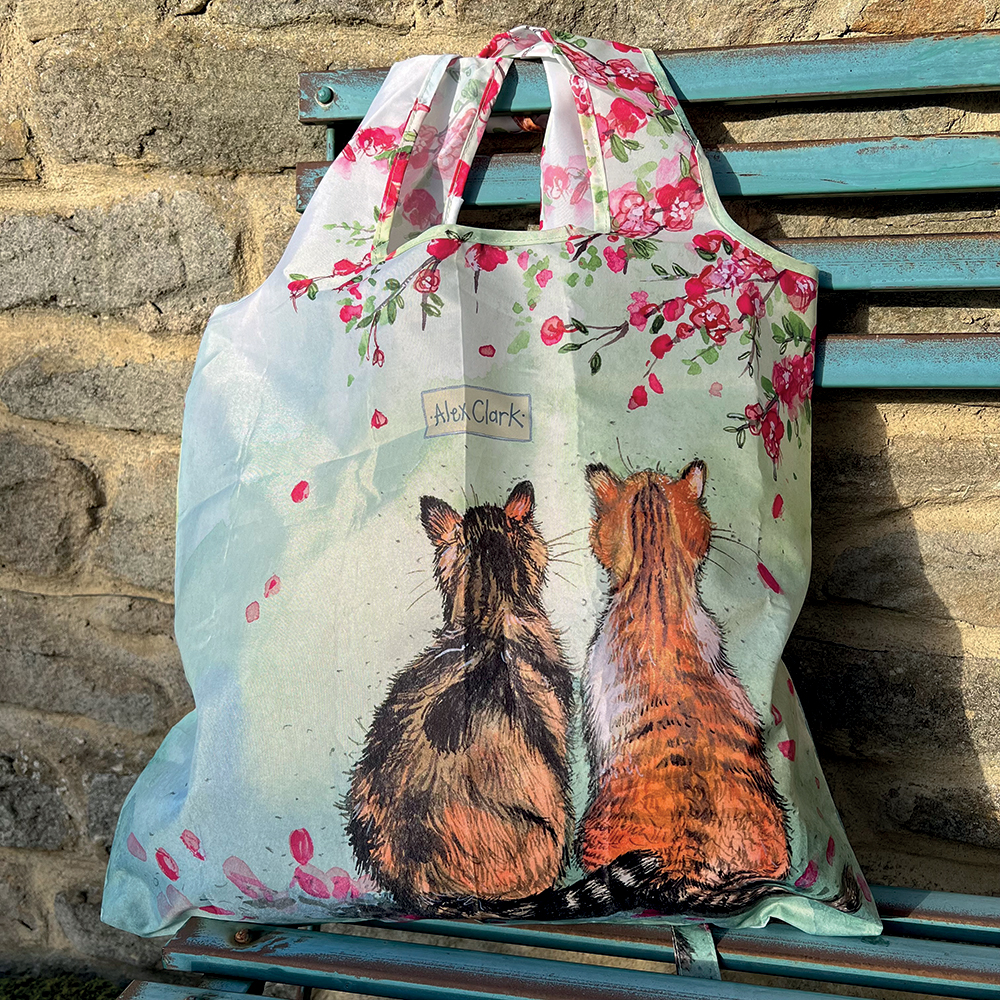 Cats and blossom shopping bag