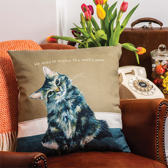 Tabby cat cushion