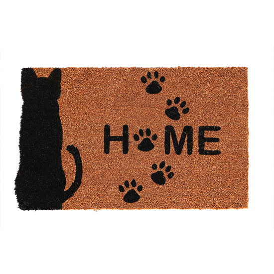 Cat silhouette shaped coir mat