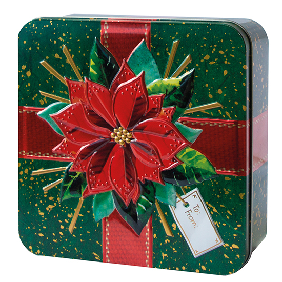 Poinsettia shortbread tin