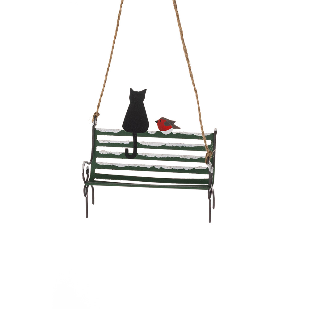 Black Cat On Bench Decoration black-cat-on-bench-decoration