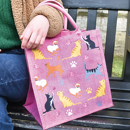 Pink cats jute bag