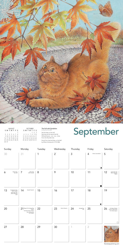 Ivory cats wall calendar 2026