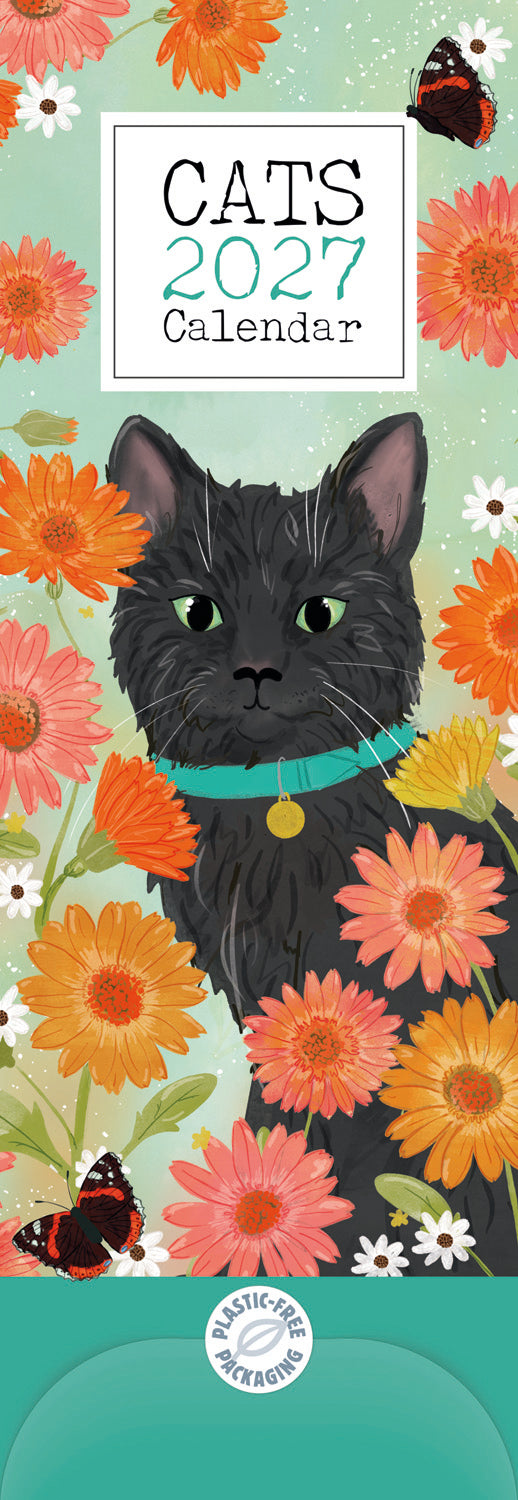 Cats illustrated slim calendar 2027
