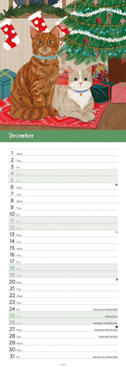 Cats illustrated slim calendar 2027