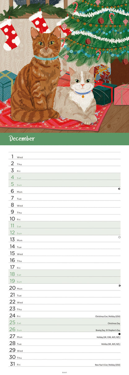 Cats illustrated slim calendar 2027