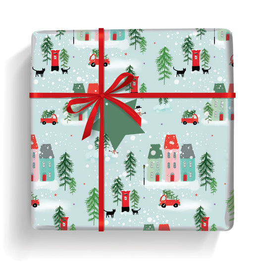 Christmas village wrap and tags