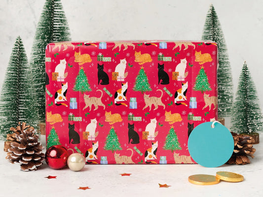 Kitty Christmas wrap and tags