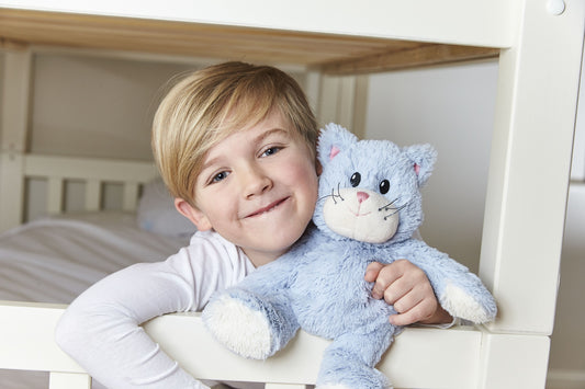 Kitten hot water bottle - soft blue