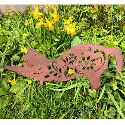 Stretching cat garden decoration