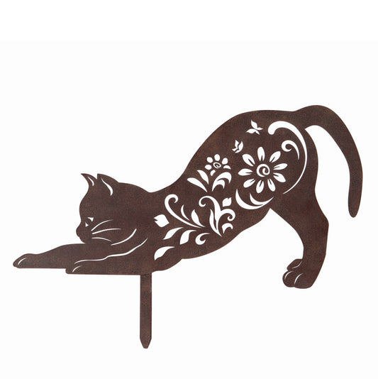 Stretching cat garden decoration
