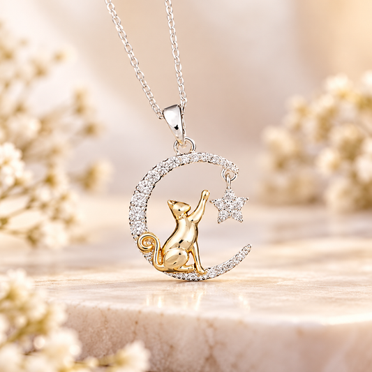 Wish upon a star cat necklace