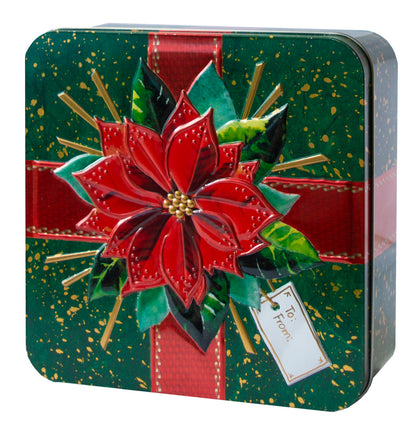 Poinsettia shortbread tin