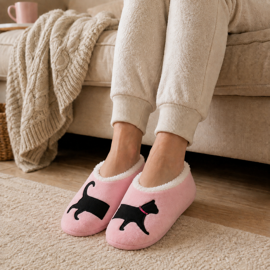 Snoozies black cat slippers