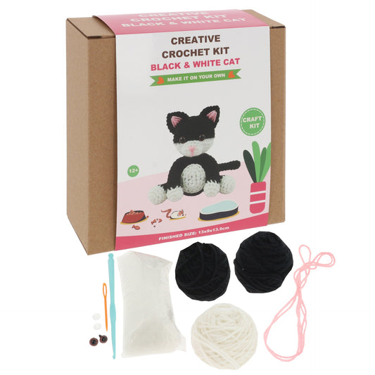 Crochet kit - black and white cat
