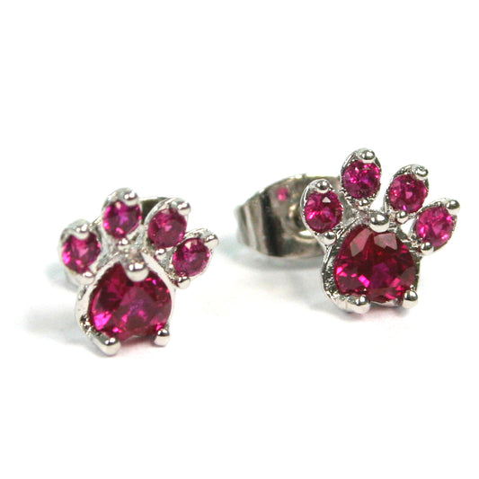 Sparkly paw print stud earrings
