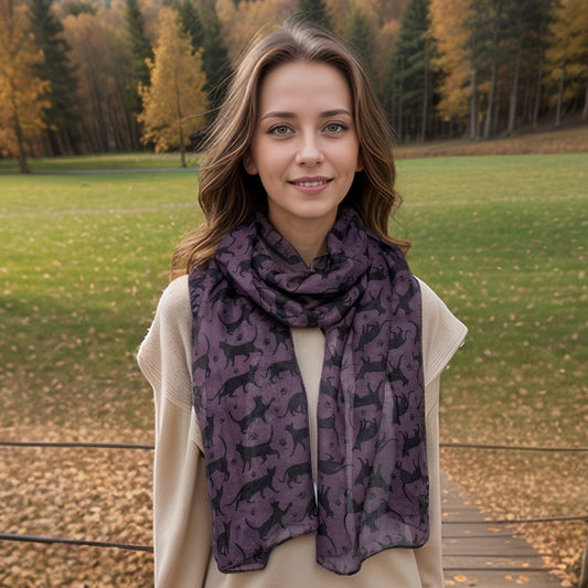 Cats and paws scarf - purple