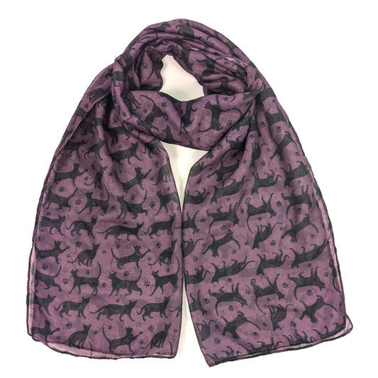 Cats and paws scarf - purple