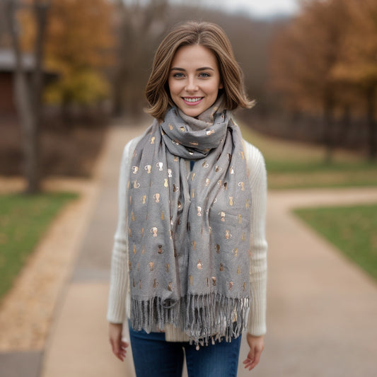 Curly cat pashmina - rose gold/grey